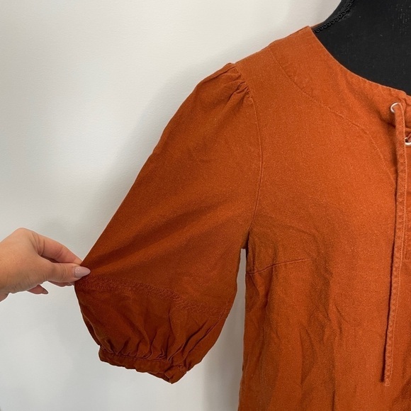 Who What Wear Tan Puffy Sleeves Oversized Dress - Picture 3 of 7